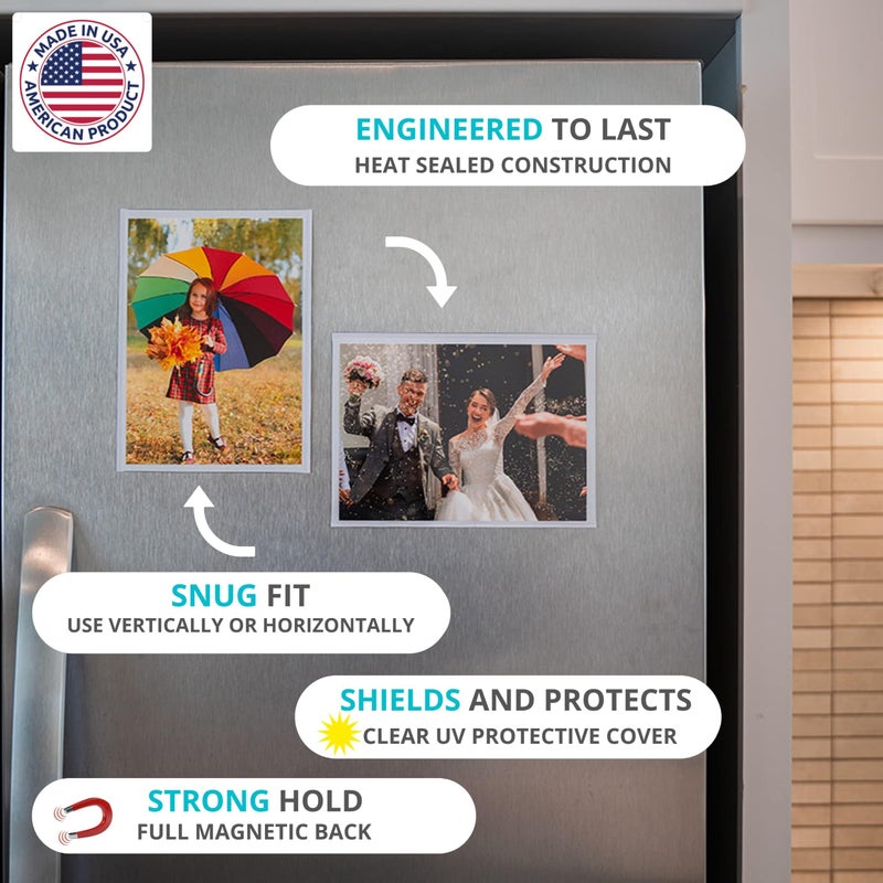 Magtech Magnetic Photo Pocket Picture Frame, White, Holds 5 x 7 Inches Photos, 10 Pack, Made in the USA (15710) - Image 3
